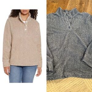 Eddie Bauer Button Up Fleece Pullover Sweater